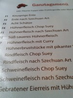 Restaurant Kung Fu - Auszug aus der Speisekarte - Kung Fu Restaurant - Wien