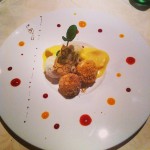 Topfenknödel auf Mangosorbet - Bauernstube im Brandstetterhof - Stans