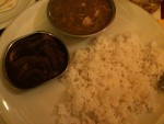 links das Putencurry, oben Huhn - Curry-Insel - Wien