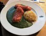 Knacker mit Spinat und Rösti, sehr gut! - Heidenkummer - Wien