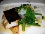 BLACK COD mit Kenia, Romano und Saubohnen auf Miso-Soubise - Shiki - Wien