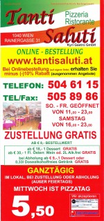 Tanti Saluti Flyer Seite 1 - PIZZERIA RISTORANTE TANTI SALUTI - Wien