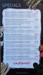 Spezialitäten Karte - Vapiano Graz - Graz