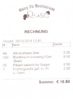 Restaurant Kung Fu - Rechnung - Kung Fu Restaurant - Wien