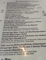 Auszug aus der Speisekarte - China-Restaurant Sun - Wien