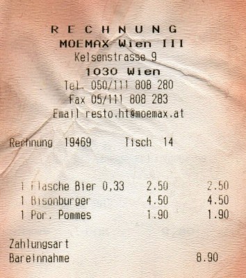 Mömax Restaurant - Rechnung - Mömax Restaurant - Wien ...