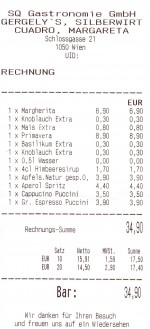 Rechnung - Margareta - Wien