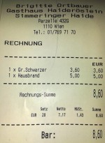 Haideröslein - Rechnung - Haideröslein - Wien