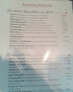 Teil der Speisekarte - Restaurant Mediterran - Lannach