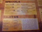 "Specials" und "Fajitas". - BBQ Longhorn Smokehouse - Dornbirn