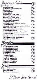 Pizzeria Schnipi Speisekarte Seite 2