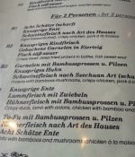 Auszug aus der Speisekarte - China-Restaurant Sun - Wien