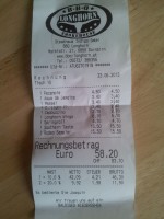 The bill. - BBQ Longhorn Smokehouse - Dornbirn