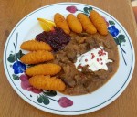 Hirschragout mit Kroketten und Preiselbeeren - Jausenstation Fam Reischer - Furth an der Triesting