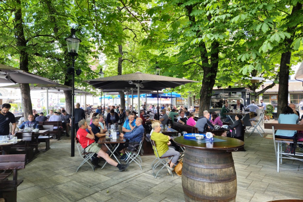 Hofbräu am Steinertor - Sehr schöner stimmiger Gastgarten - Brauhof am Steinertor - Krems