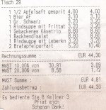 Beispielrechnung - Bauernbräu - Wien