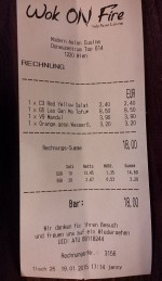 Rechnung - Wok on Fire - Wien