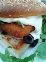 Cuadro - Italienischer Fischburger (EUR 5,90 - Gebackenes Seelachsfilet, ... - Cuadro - Wien