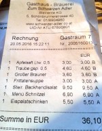 Gasthaus-Brauerei Zum Schwarzen Adler - Rechnung - Gasthaus-Brauerei Zum Schwarzen Adler - Wien