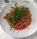 Linguine all'amatriciana (Pancetta, Paradeiser, Grana) sensationell gut! - Gasthaus Stafler - Wien