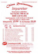 China Restaurant Imperator Flyer Seite 1 - China-Restaurant Imperator - Wien