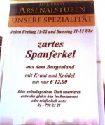 Arsenalstuben Werbung Spanferkel aus dem Burgenland - Arsenalstuben - Wien