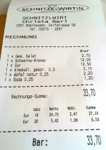 Schnitzlwirt Oberhausen - Rechnung - Schnitzlwirt - Oberhausen