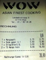 Asia-Restaurant WOW - Rechnung - WOW - Wien