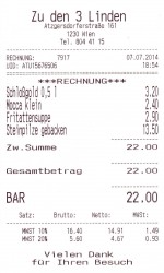 Zu den 3 Linden - Rechnung-02 - Zu den 3 Linden - Wien