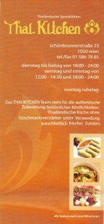 Thai Kitchen Flyer - Thai Kitchen Restaurant - Wien